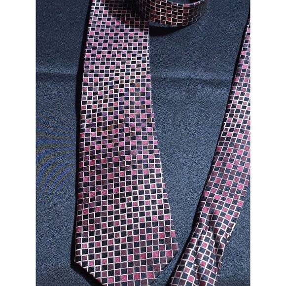 Alfani Mens Geometric Checkered Silk Tie Classic - Picture 6 of 13